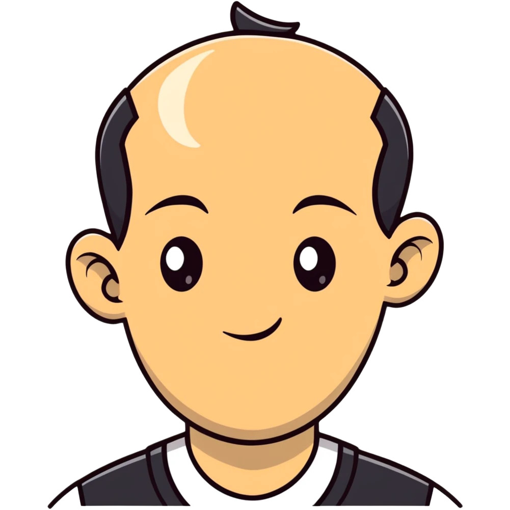 Guy with oversized forehead, comedic character, cartoonish male emoji