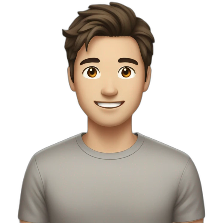 guy with brown hair, medium length hair, in his 20s, asian, smiling,  emoji