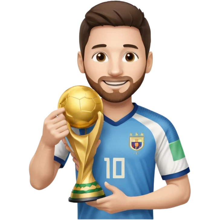 Messi holding the world cup trophy emoji