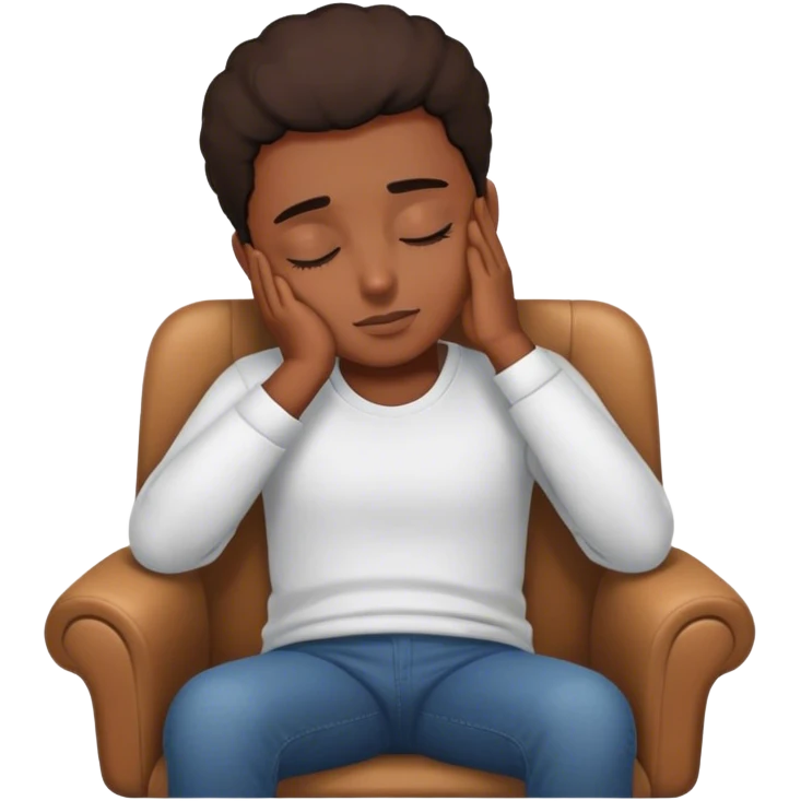 A person sitting in a chair, , hands resting on their lap, eyes closed. No distractions, no to-do lists—just a moment of stillness.  emoji