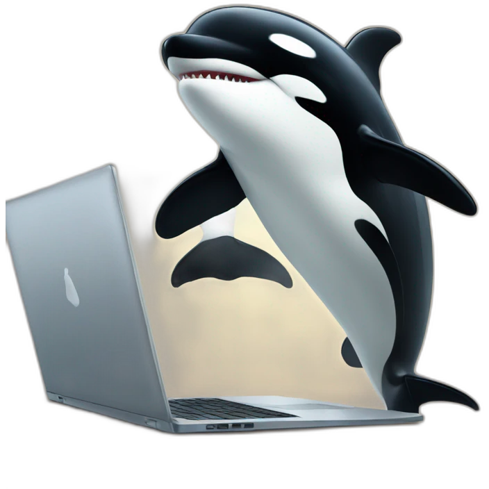 orca in front of laptop emoji