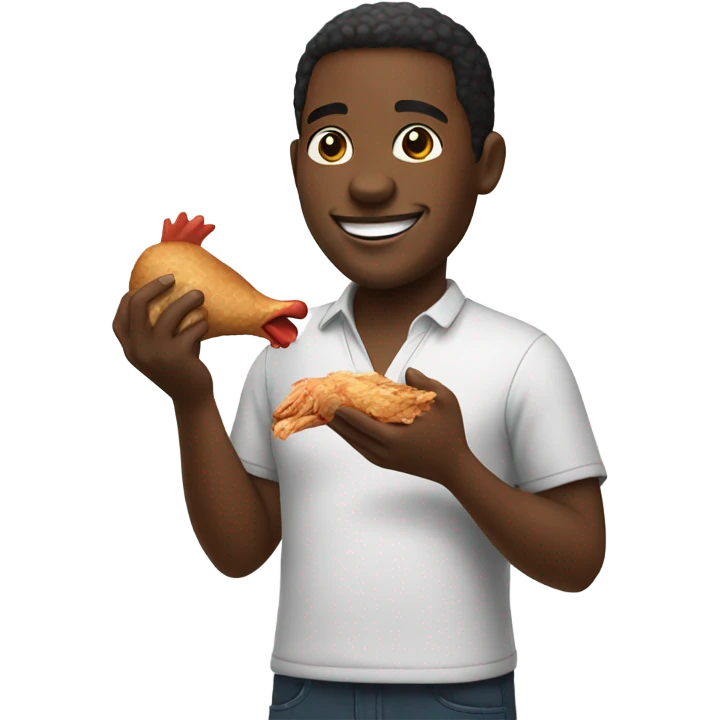 Happy black guy with chicken  emoji