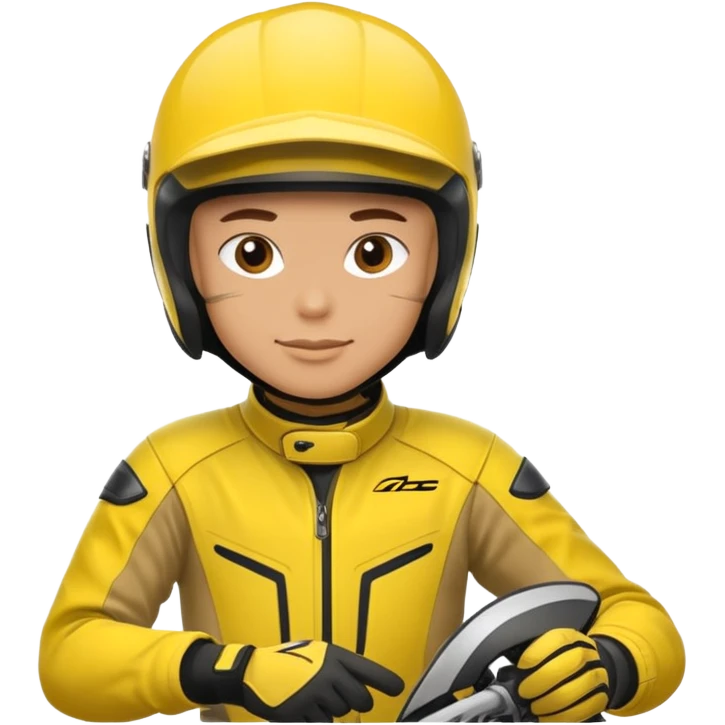 dirtbike rider in yellow gear signing autographs emoji