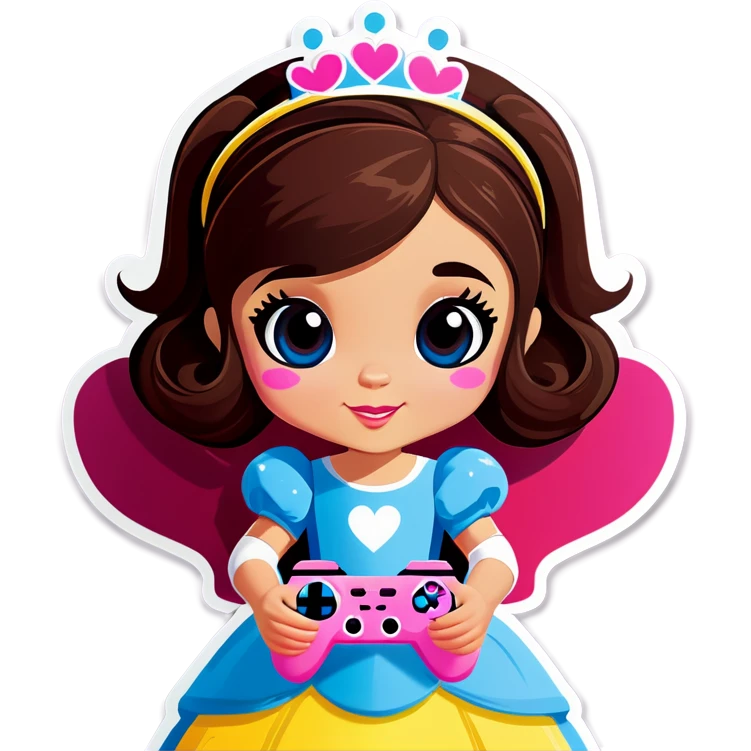 Gamer girl child princess with hearts  emoji