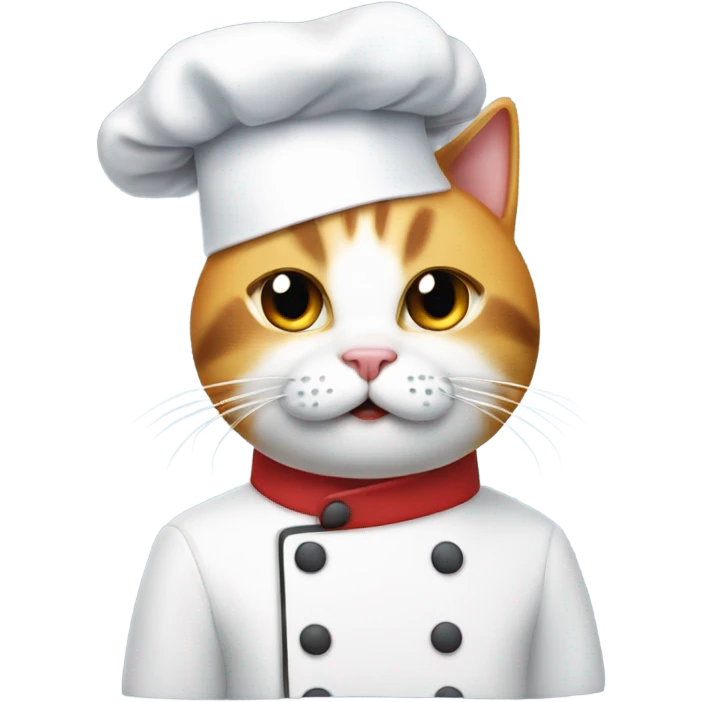 Cat with chef hat and cutting board with chopped up fish on it emoji