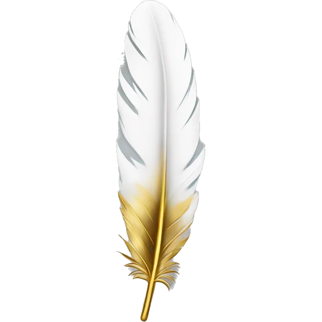White feather with gold tip emoji