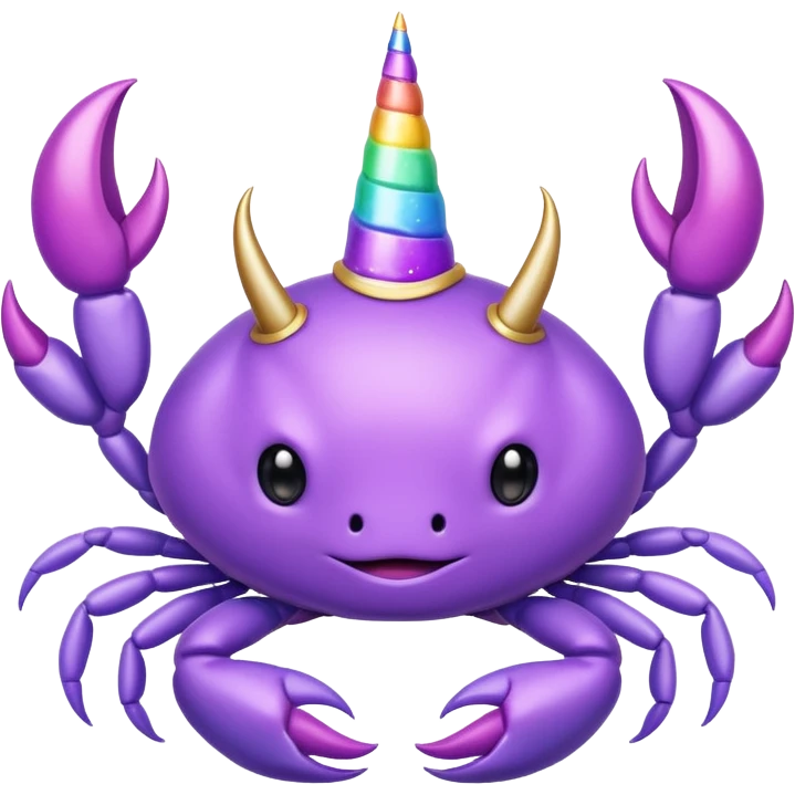 a cute purple crab with a unicorn horn. the crab shouldn't have a face emoji
