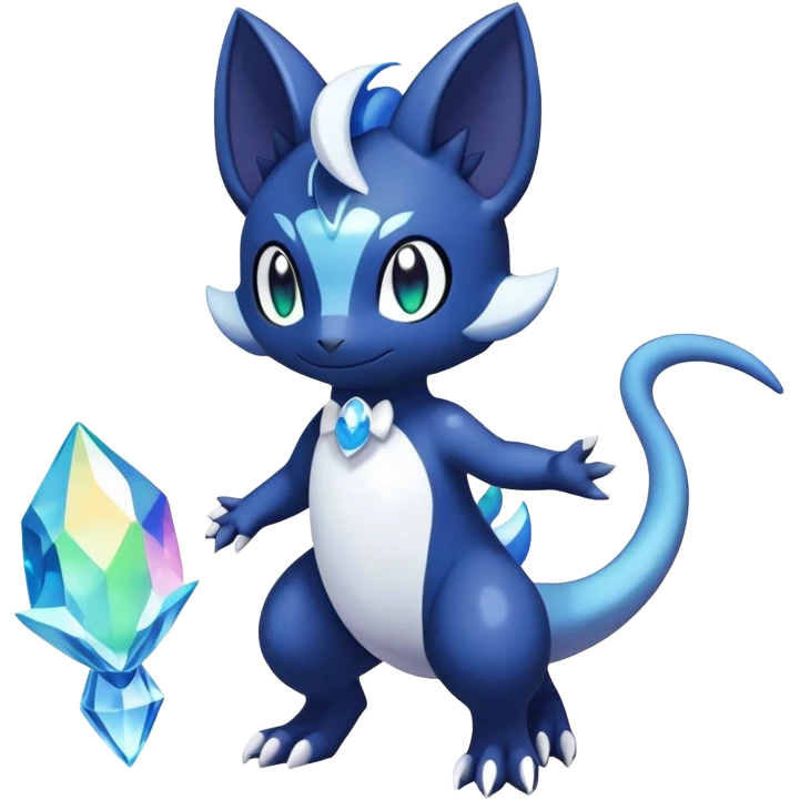 Rainbow crystal mix Shiny pastel Salandit-Meowstic-Noibat-Fakémon-hybrid-creature (full body)  emoji