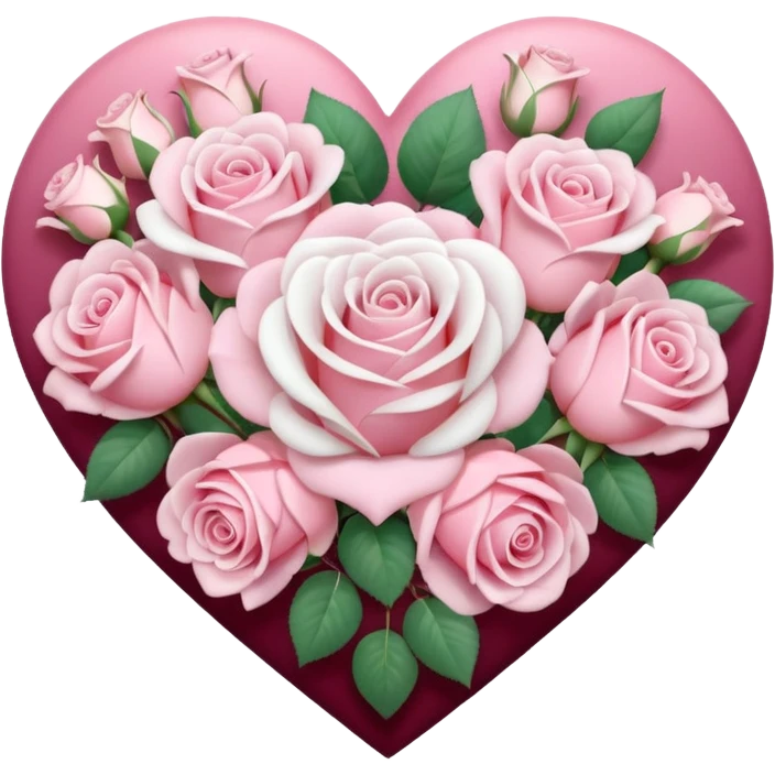 pastel roses in a heart bouquet emoji