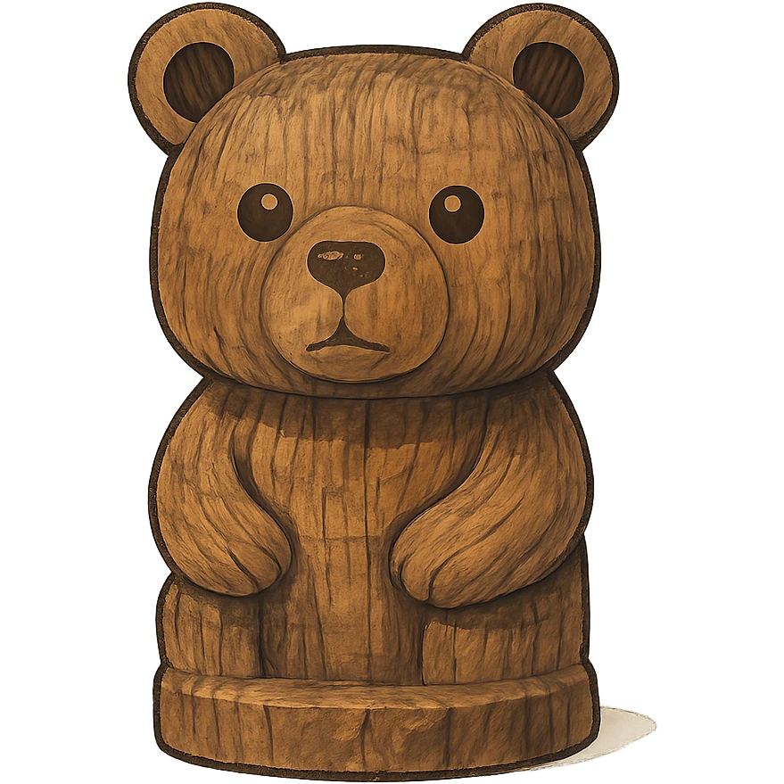 small wooden bear totem in ghibli style emoji