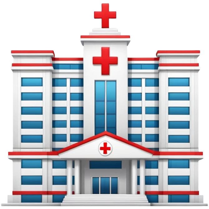 Modern Bangkok hospital building with Thai architectural elements, red cross symbol emoji