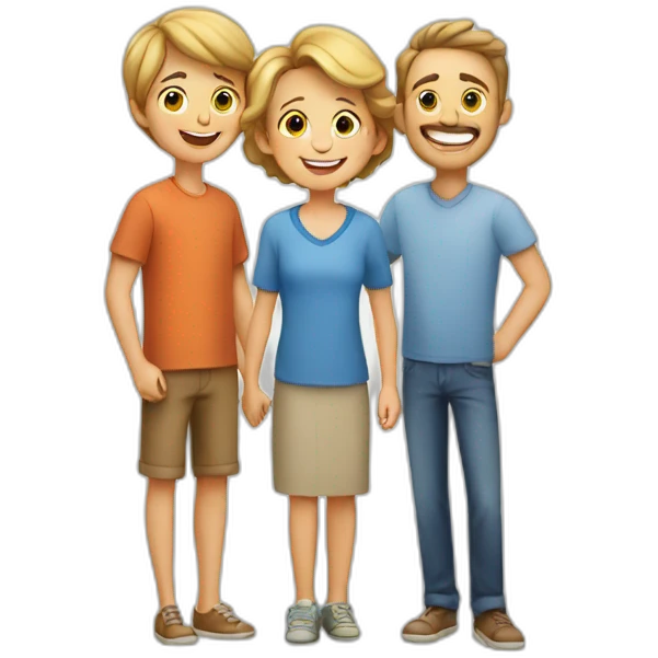 A happy boy with amazing parents emoji