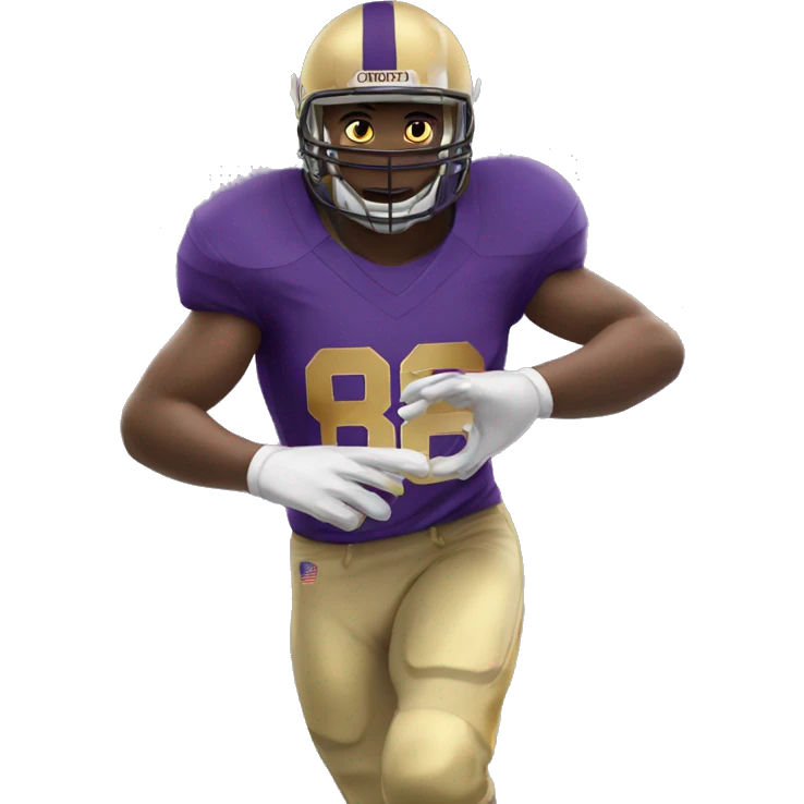 american-football-player-purple-and-gold-jersey-number-8 emoji