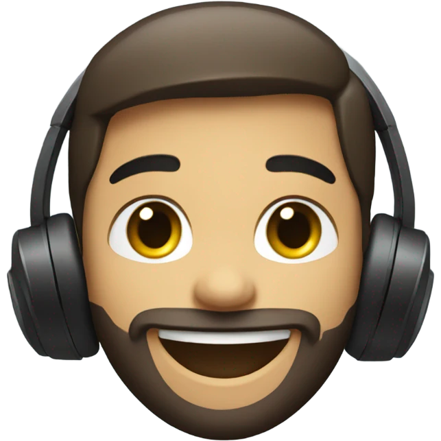 smiling boy portrait with beard with headphones  emoji