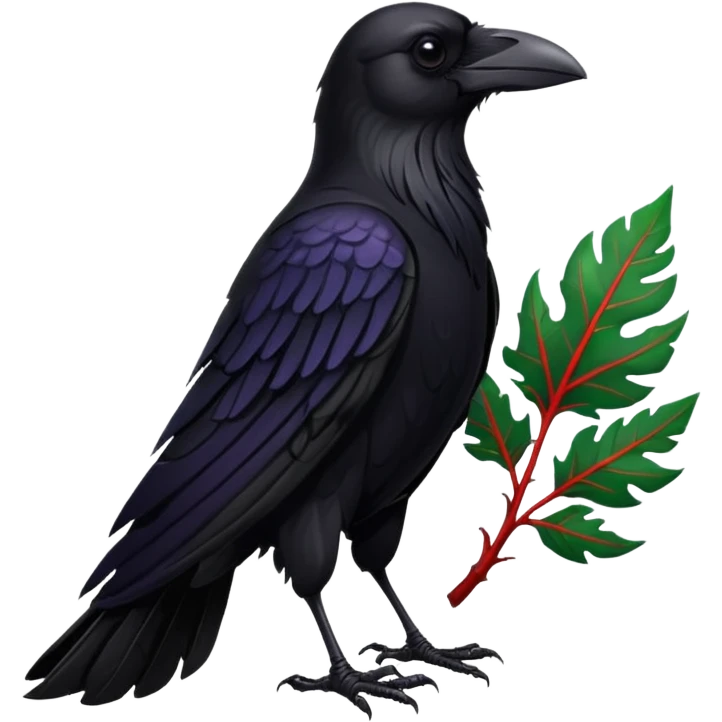 A raven holding a weirwood leaf emoji