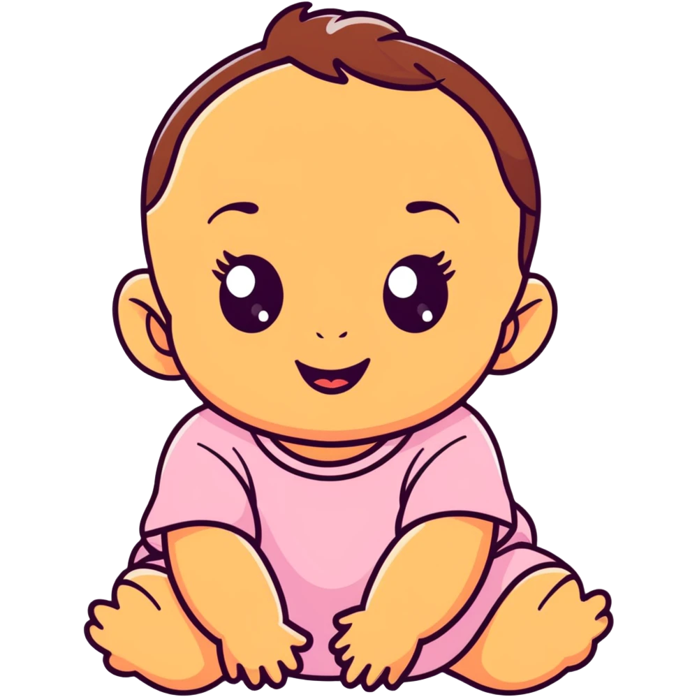 smiling baby girl with big eyes and medium skin tone emoji