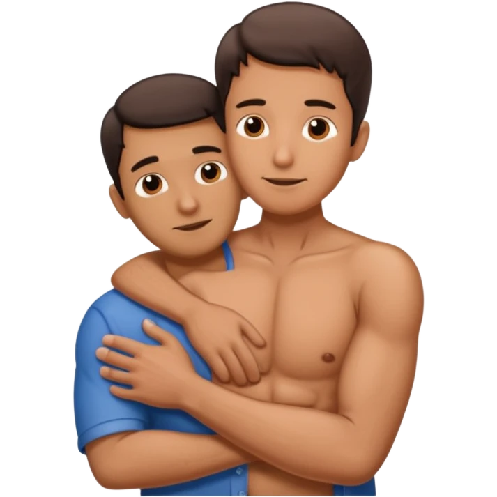 Man hugging a Penis emoji