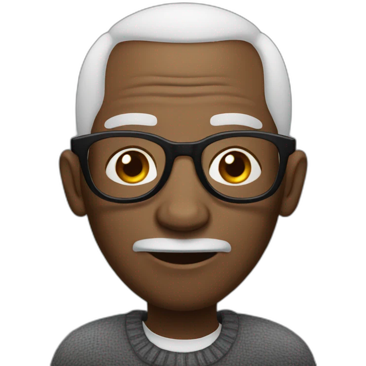 Skinny baldy African American old man with glasses emoji