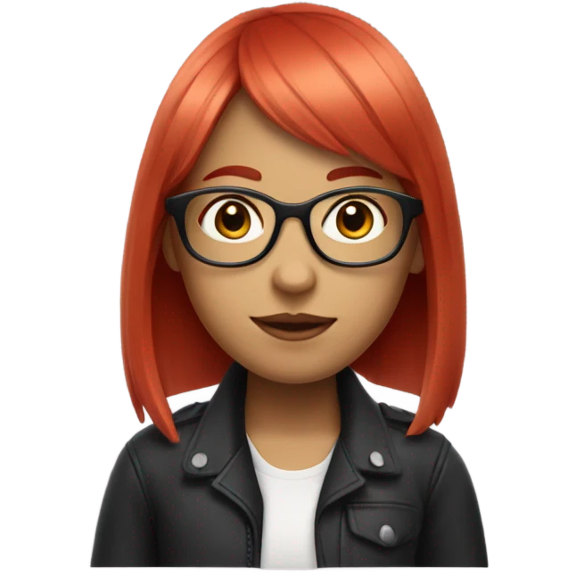 A girl with white bangs and a clear different medium-length red hair, and glasses. emoji