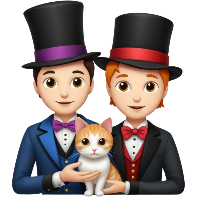 magician couple and their pet cat emoji