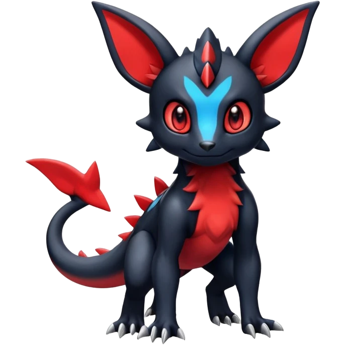 Cute Shiny Guilmon-Salandit-Umbreon-Fakémon-hybrid-creature (full body)  emoji