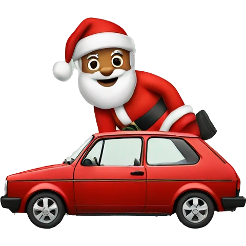 santa in a volkswagen golf emoji