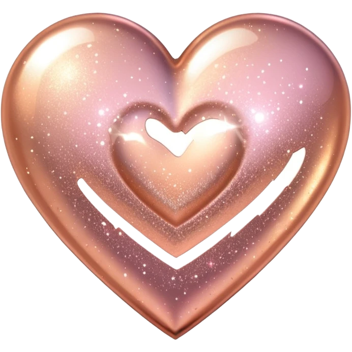 Edit the glittery gold color heart to a glittery rose gold color heart with a subtle gradient and no border. Keep the background transparent. Maintain the glittery texture and subtle gradient effect in rose gold tones emoji