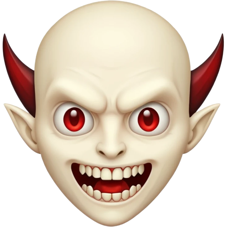 Vampire head, fangs, pale skin, cartoon horror emoji, no background emoji