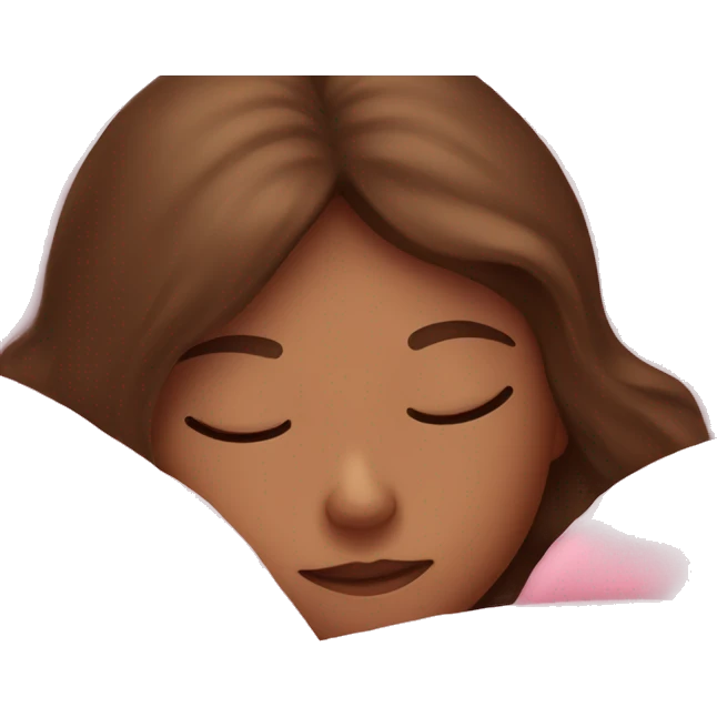 brown hair girl sleeping with a pink blanket  emoji