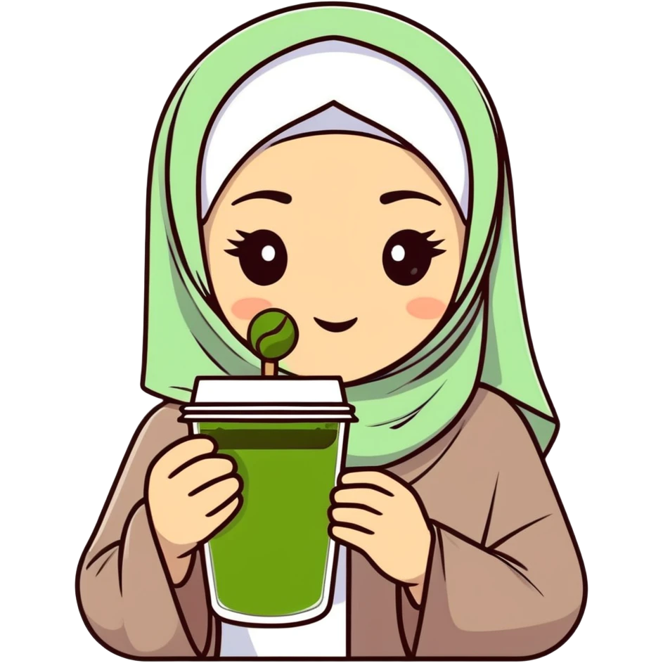 hijabi with matcha emoji