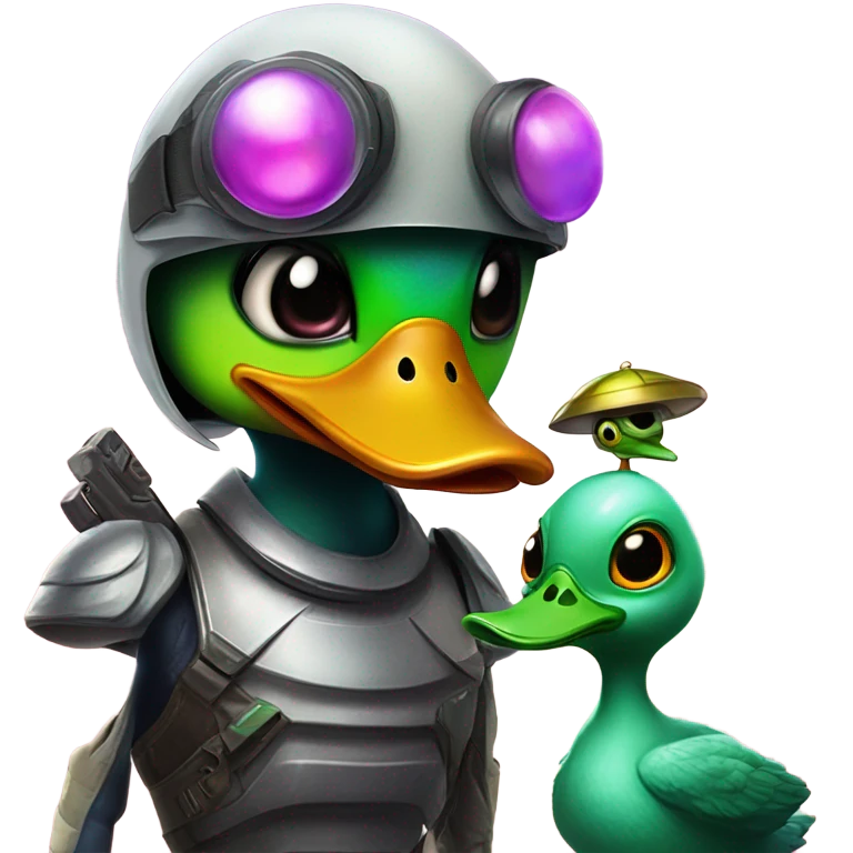 War between duck and alien emoji