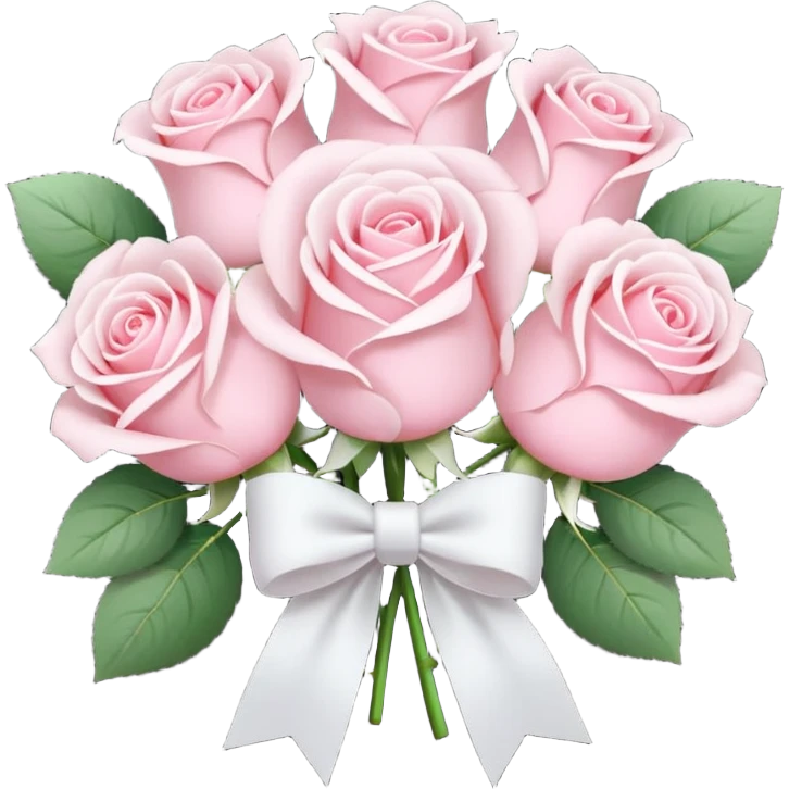 Bouquet of roses in light pink with bow emoji