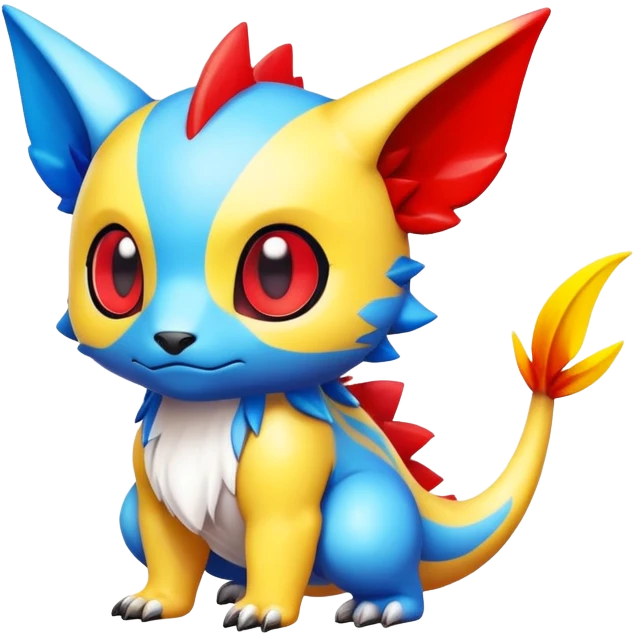 Exotic colorful chibi Fakémon-creature with random markings emoji