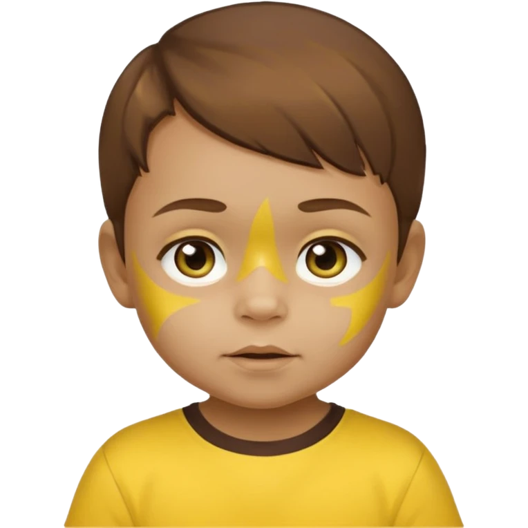 brown hair baby with yellow face paint and yellow shirt emoji