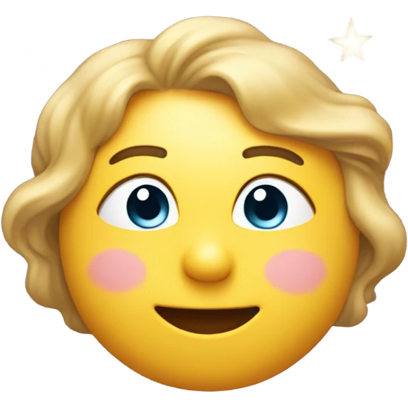 A face with sparkling eyes and a slight smile, gazing upward at a star. emoji