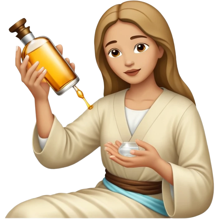 woman pours perfume on Jesus' feet emoji