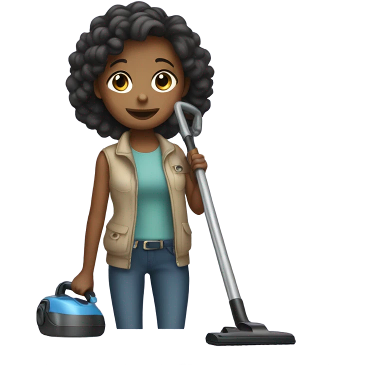 Girl holding a vacuum  emoji
