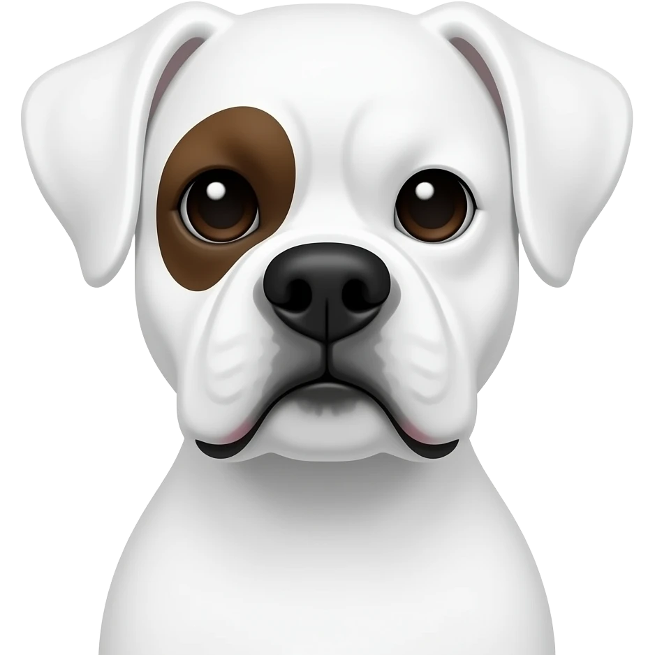 Torso only all white boxer dog with brown patch over left eye emoji