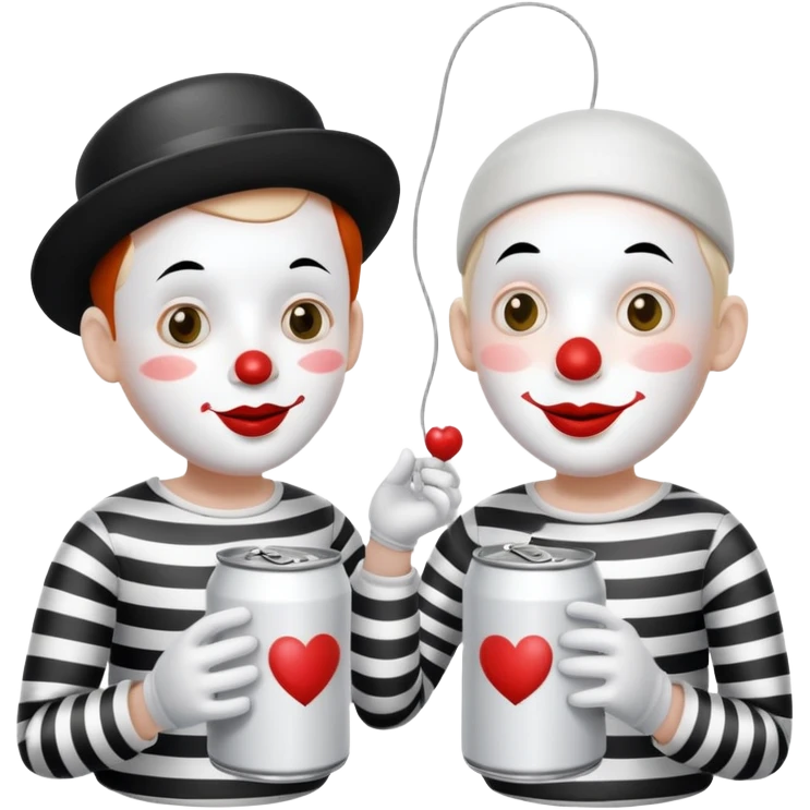 2 mimes talking with a can on a string between them emoji