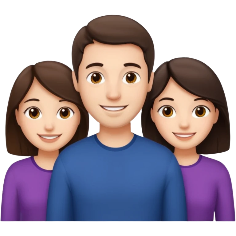 In love One guy 2 girls brunettes white people emoji