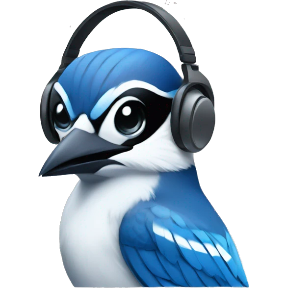 blue jay listening to music on headphones emoji