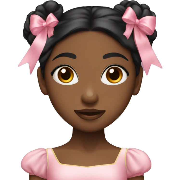 black haired pink outfited ballerina girl with bows emoji