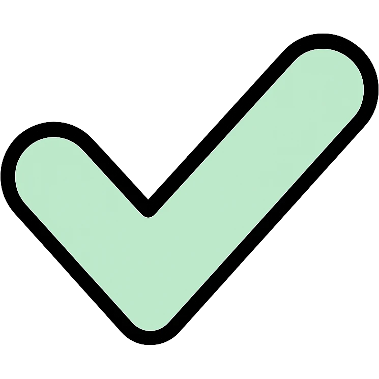 cute minimalistic checkmark, mint green emoji