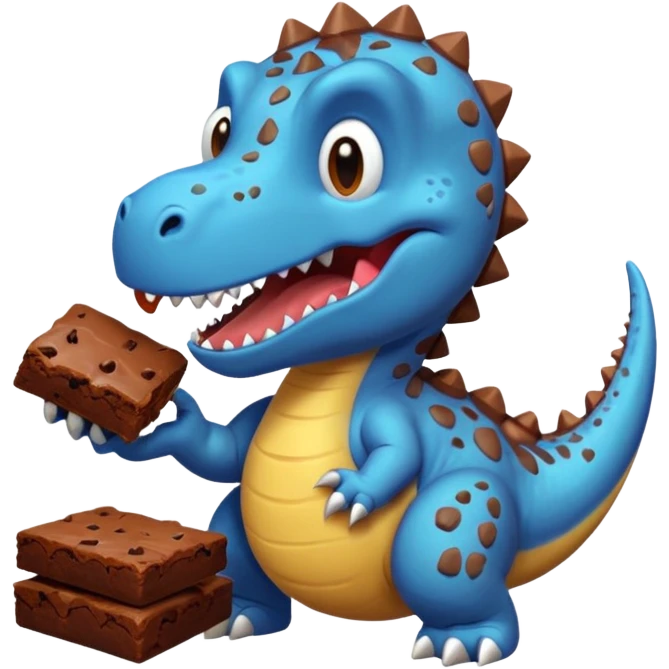 Dinosaur eating brownies emoji