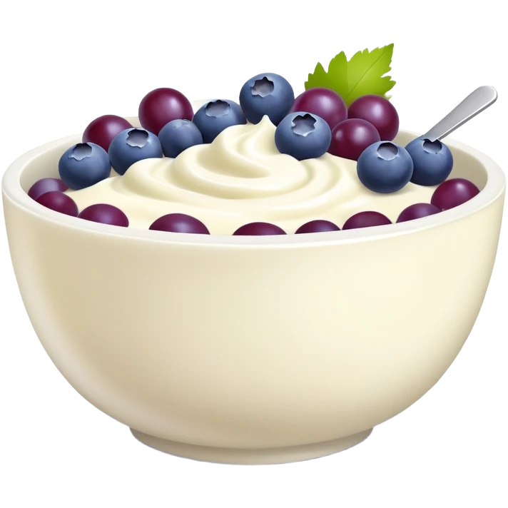 yoghurt bowl with grapes and blueberries emoji