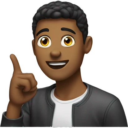 young man pointing at his ear emoji