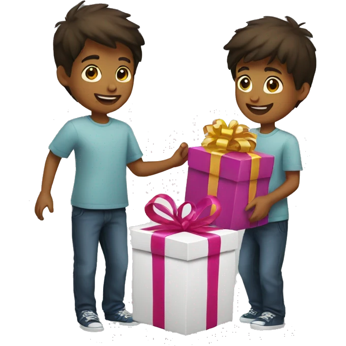 boy opening the gift emoji