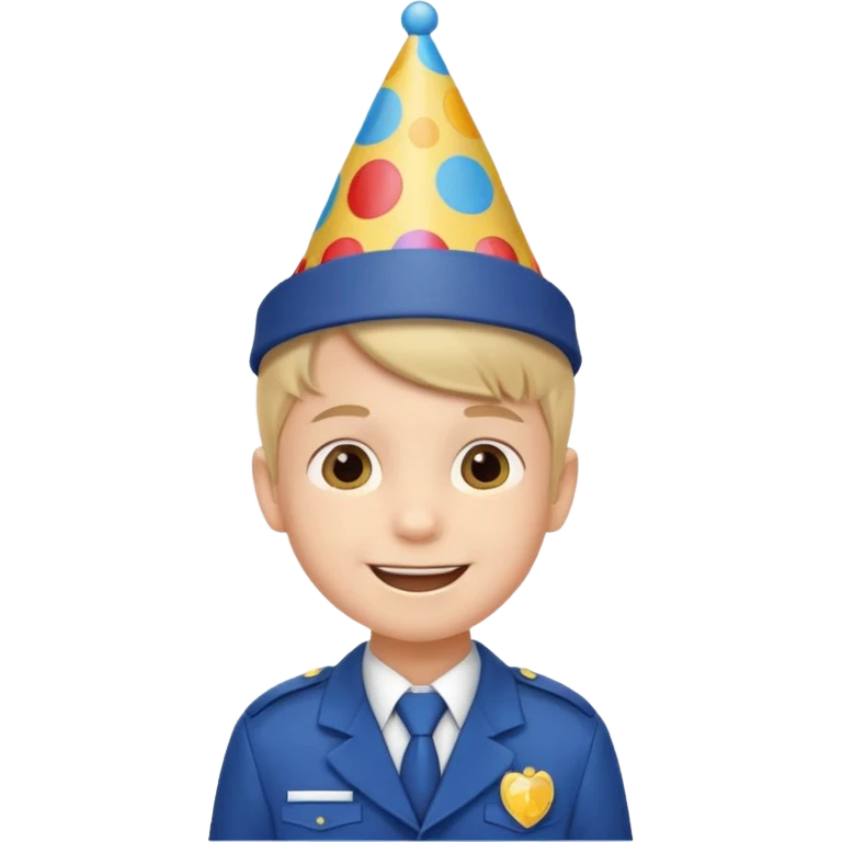 a little boy with birthday hat, wearing uniform















 emoji
