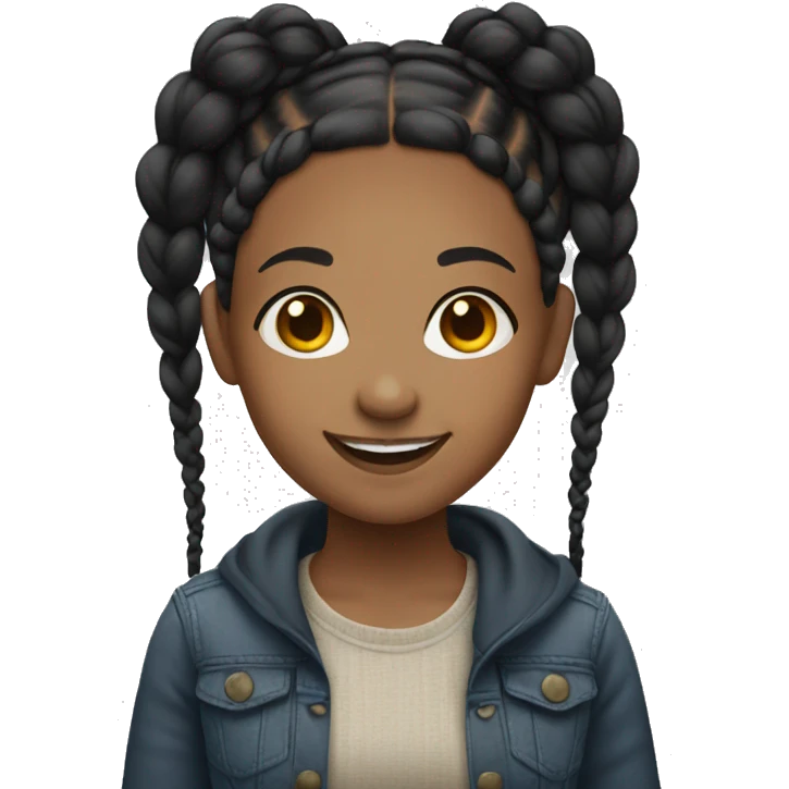 Light skin black girl with braids smiling emoji