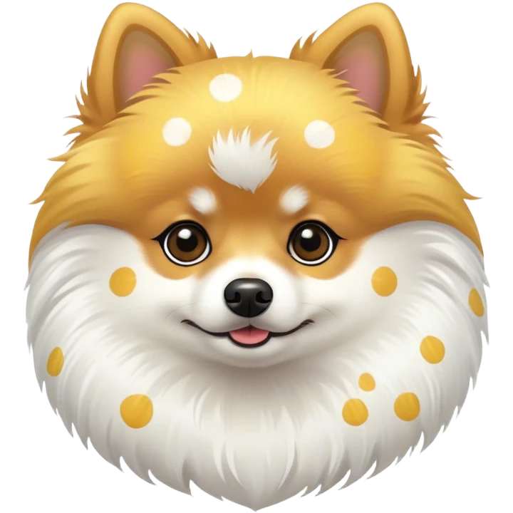 Pomeranian white and yellow dots emoji